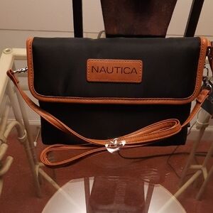 Nautica Black and Brown Crossbody Bag